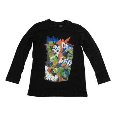TEENAGE MUTANT NINJA TURTLES (TMNT) Camiseta de manga larga Donnie, Raph, Leo y Mikey, Niño, 164/170, Años 12 a 14, Negro (TSY30857TNT-16)