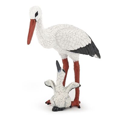 Figura de juguete PAPO Wild Animal Kingdom Stork and Baby Stork, tres años o más, blanco/negro (50159)
