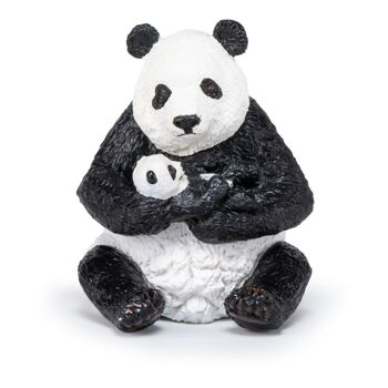 PAPO Wild Animal Kingdom Figurine Panda assis et bébé, trois ans ou plus, Blanc/noir (50196) 2
