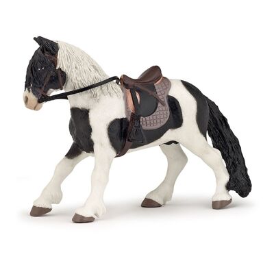 PAPO Horse and Ponies Pony con silla de montar Figura de juguete, tres años o más, negro/blanco (51117)