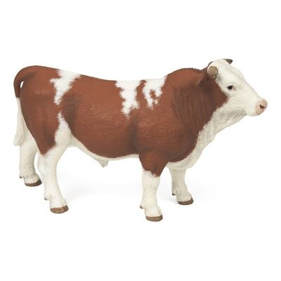 PAPO Farmyard Friends Simmental Bull Toy Figure, 3 anni o più, marrone/bianco (51142)