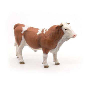 PAPO Farmyard Friends Simmental Bull Toy Figure, 3 ans ou plus, Marron/Blanc (51142) 3