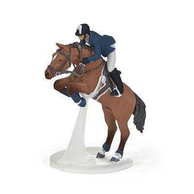 PAPO Horses and Poneys Jumping Horse and Horseman Toy Figure, 3 ans ou plus, Multicolore (51562)