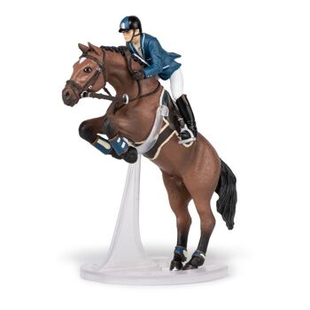 PAPO Horses and Poneys Jumping Horse and Horseman Toy Figure, 3 ans ou plus, Multicolore (51562) 2