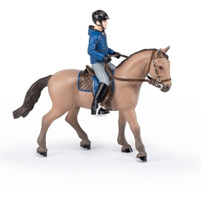 PAPO Horses and Poneys Walking Horse and Horseman Toy Figure, 3 ans ou plus, Multicolore (51565)