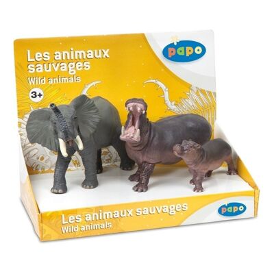 PAPO Wild Animal Kingdom Wild Animals 2 mit 3 Figuren Displaybox, ab 3 Jahren, Mehrfarbig (80001)