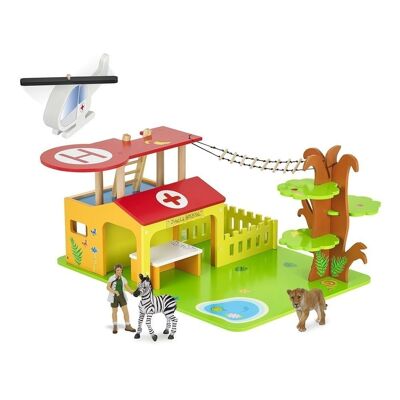 PAPO Wild Animal Kingdom Bush Hospital Set Toy Playset, 3 años o más, multicolor (80004)