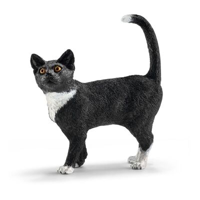 SCHLEICH Farm World Cat Standing Toy Figure, Negro/Blanco, 3 a 8 años (13770)