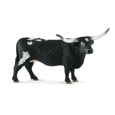 SCHLEICH Farm World Texas Longhorn Kuh Spielzeugfigur, schwarz/weiß, 3 bis 8 Jahre (13865)