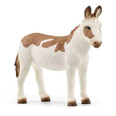 SCHLEICH Farm World American Spotted Esel Spielfigur, 3 bis 8 Jahre, Weiß/Braun (13961)