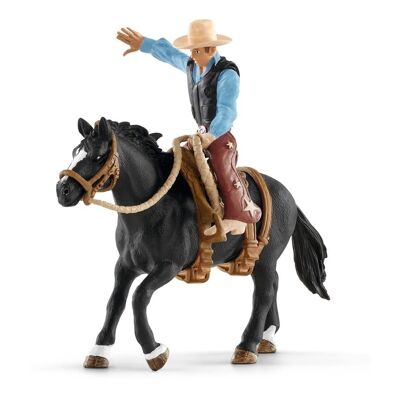 SCHLEICH Farm World Saddle Bronc Riding with Cowboy Spielzeugfiguren-Set, Mehrfarbig, 3 bis 8 Jahre (41416)