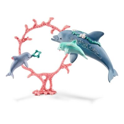 SCHLEICH Bayala Dolphin Mum with Babies Toy Figure Set, 5 a 12 años, Multicolor (41463)