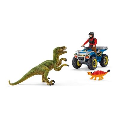 SCHLEICH Dinosaurs Quad Escape from Velociraptor Toy Playset, 4 a 10 años, Multicolor (41466)