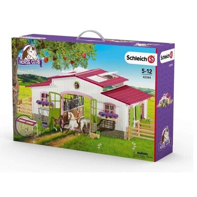 SCHLEICH Horse Club Centro di equitazione con cavaliere e cavalli Playset giocattolo, da 5 a 12 anni, multicolore (42344)