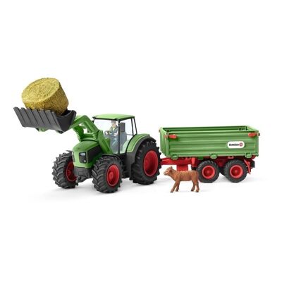 SCHLEICH Farm World Traktor mit Anhänger Spielzeug Spielset, 3 bis 8 Jahre, Mehrfarbig (42379)