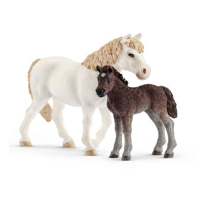 SCHLEICH Farm World Pony Yegua y Potro Juego de Figuras de Juguete, Multicolor, 3 a 8 años (42423)