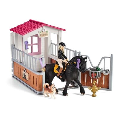 SCHLEICH Horse Club Horse Box con Horse Club Tori & Princess Toy Playset, Unisex, 5 a 12 años, Multicolor (42437)