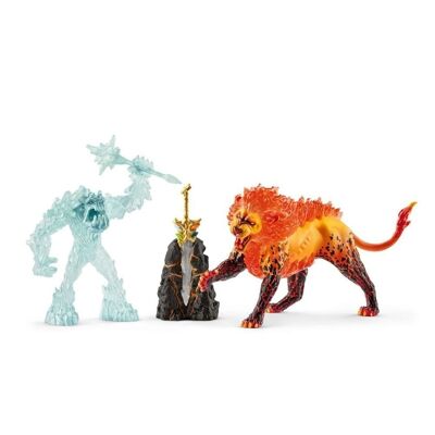 SCHLEICH Eldrador Creatures Battle for the Superweapon Frost Monster vs Fire Lion Toy Figures (42455)