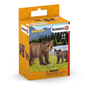 SCHLEICH Wild Life Grizzly Bear Mother with Cub Toy Figure Set, Marron, 3 à 8 ans (42473) 2
