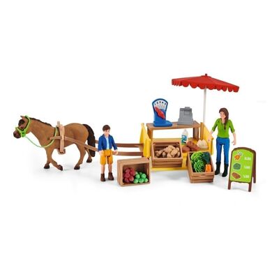 SCHLEICH Farm World Sunny Day Mobile Farm Stand Juego de Figuras de Juguete, 3 a 8 años, Multicolor (42528)