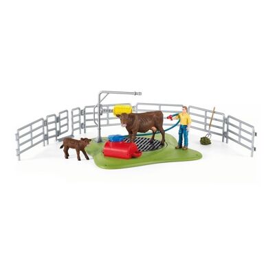 SCHLEICH Farm World Happy Cow Wash Toy Playset, Unisex, 3 a 8 años, Multicolor (42529)