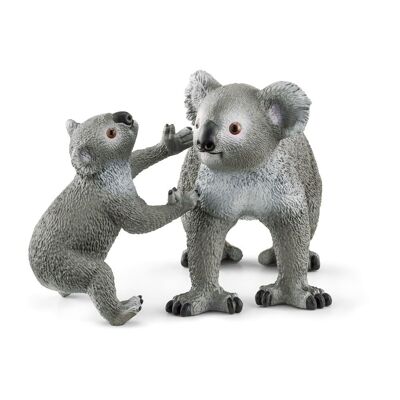 SCHLEICH Wild Life Koala Juego de figuras de juguete para madre y bebé, de 3 a 8 años, gris (42566)