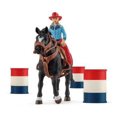 SCHLEICH Farm World Cowgirl Barrel Racing Fun Toy Playset, 3 a 8 años, Multicolor (42576)