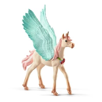 SCHLEICH Bayala Dekoriertes Einhorn Pegasus Fohlen Spielfigur, 5 bis 12 Jahre, Mehrfarbig (70575)