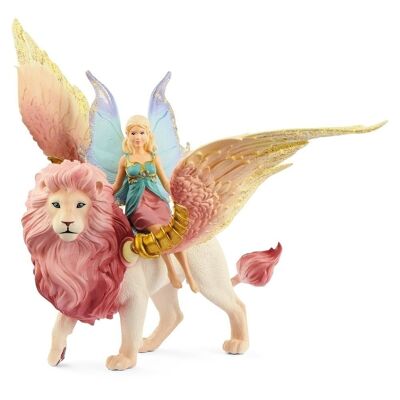 SCHLEICH Bayala Fairy in Flight on Winged Lion Toy Figure Set, da 5 a 12 anni, multicolore (70714)