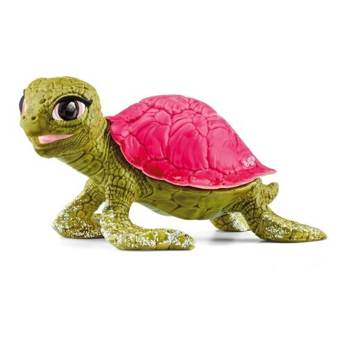 SCHLEICH Bayala Pink Sapphire Turtle Toy Figure, 5 to 12 Years, Green/Pink (70759)