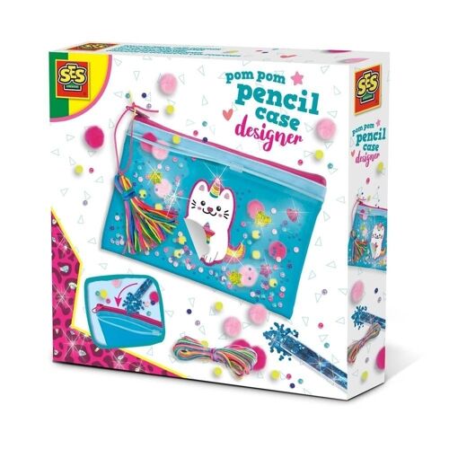 SES CREATIVE Pom Pom Pencil Case Designer, Girl, Ages Five Years and Above, Multi-colour (00103)