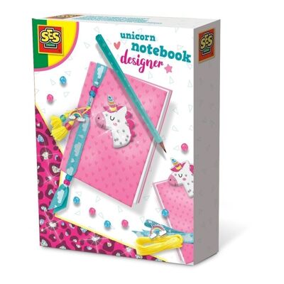 SES CREATIVE Taccuino per bambini con unicorno Designer, ragazza, dai 5 anni in su, multicolore (00105)