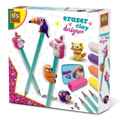 SES CREATIVE Kinder-Radiergummi Clay Designer, Unisex, ab 8 Jahren, mehrfarbig (00106)