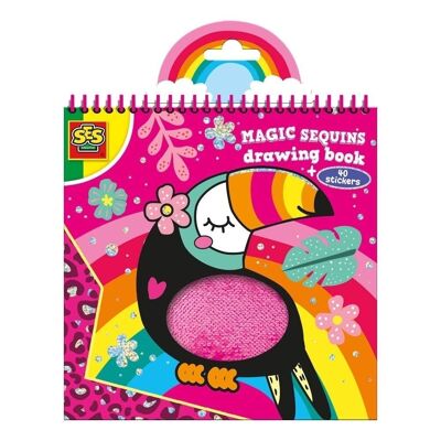 SES CREATIVE Livre de coloriage Magic Sequins pour enfants, unisexe, 3 ans et plus, multicolore (00114)