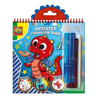 SES CREATIVE Libro da colorare per bambini Set 3 in 1 metallizzato, dai 3 anni in su (00115)