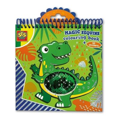 SES CREATIVE Libro para colorear con lentejuelas mágicas para niños (azul/verde), unisex, a partir de los tres años, multicolor (00116)