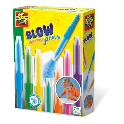 SES CREATIVE Blow Airbrush-Stifte für Kinder, Unisex, ab fünf Jahren, mehrfarbig (00275)