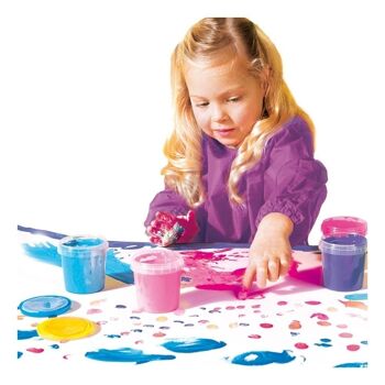 SES CREATIVE Kit de peinture au doigt lavable Girly pour enfant, 4 pots de peinture (145 ml), fille, 3 à 6 ans, multicolore (00304) 3