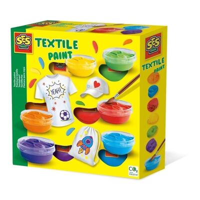 SES CREATIVE Pittura per tessuti per bambini, unisex, dai cinque anni in su, multicolore (00364)