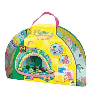 SES CREATIVE Glitter Horse World Spielkoffer, Unisex, ab drei Jahren, mehrfarbig (00426)