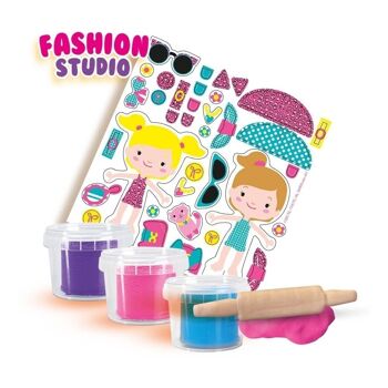 SES CREATIVE Pâte à modeler pour enfant Fashion Studio Set, 3 pots, fille, 2 ans et plus, multicolore (00437) 3