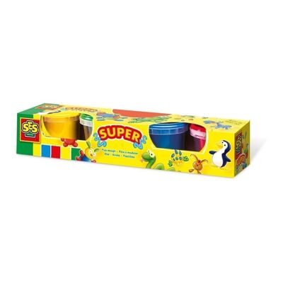 SES CREATIVE Set di pasta da modellare per bambini, set di 4 pentole, unisex, da 2 a 12 anni, multicolore (00465)