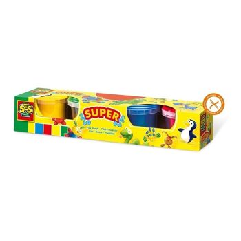 SES CREATIVE Set de Pâte à Modeler Enfant 4 Pots Mixte 2 à 12 Ans Multicolore (00465) 2