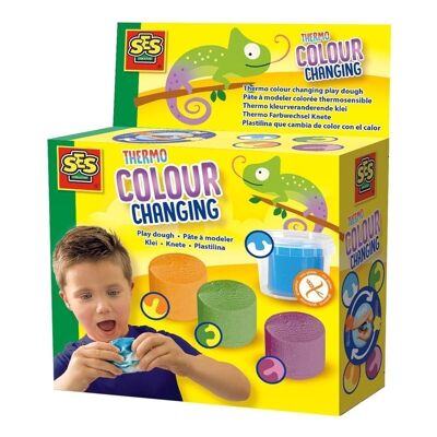 SES CREATIVE Ensemble de pâte à modeler thermo changeante pour enfants, 4 pots de pâte à modeler, unisexe, 2 ans ou plus, multicolore (00469)