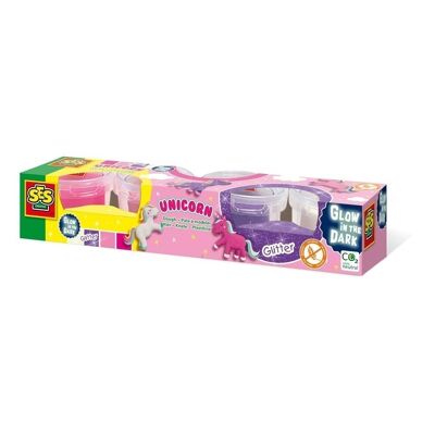 SES CREATIVE Set Impasto Unicorno per Bambini, 4 vasetti da 90g, dai 2 anni in su (00471)