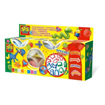 SES CREATIVE Juego de cortadores y masa para modelar infantil, de 2 a 12 años, multicolor (00498)