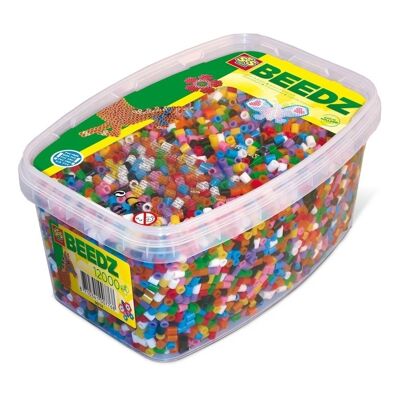 SES CREATIVE Children's Beedz Iron-on Beads Mosaic Box Tub, 12000 Glitter Iron-on Beads Mix, Unisex, 5 a 12 años, Multicolor (00779)