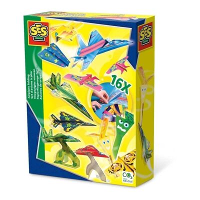 SES CREATIVE Set pieghevole per aeroplano di carta per bambini, da 5 a 12 anni, multicolore (00852)