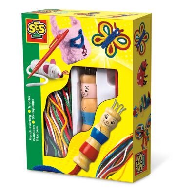 SES CREATIVE Kit Infantil de Punto Francés, Unisex, 5 Años a 12 Años, Multicolor (00862)