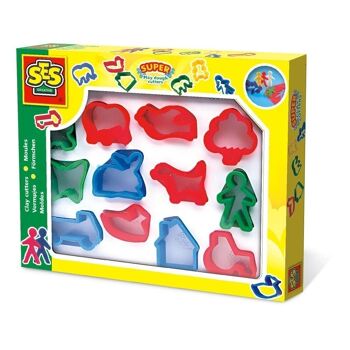 SES CREATIVE Set d'emporte-pièces pour pâte à modeler enfant, 12 pièces, mixte, 2 à 12 ans, multicolore (00884) 1